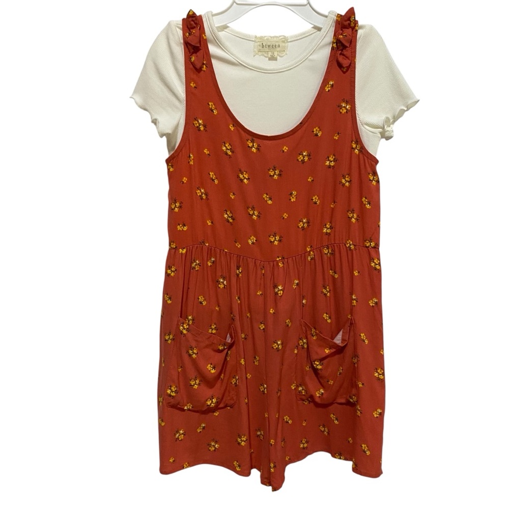 btween Romper Shorts 2-Piece Set Size 12 Orange Cream Short Sleeve T-Shirt